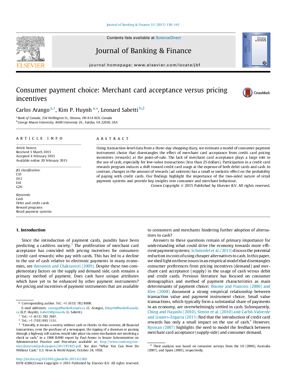 Consumer payment choice: Merchant card acceptance versus pricing incentives