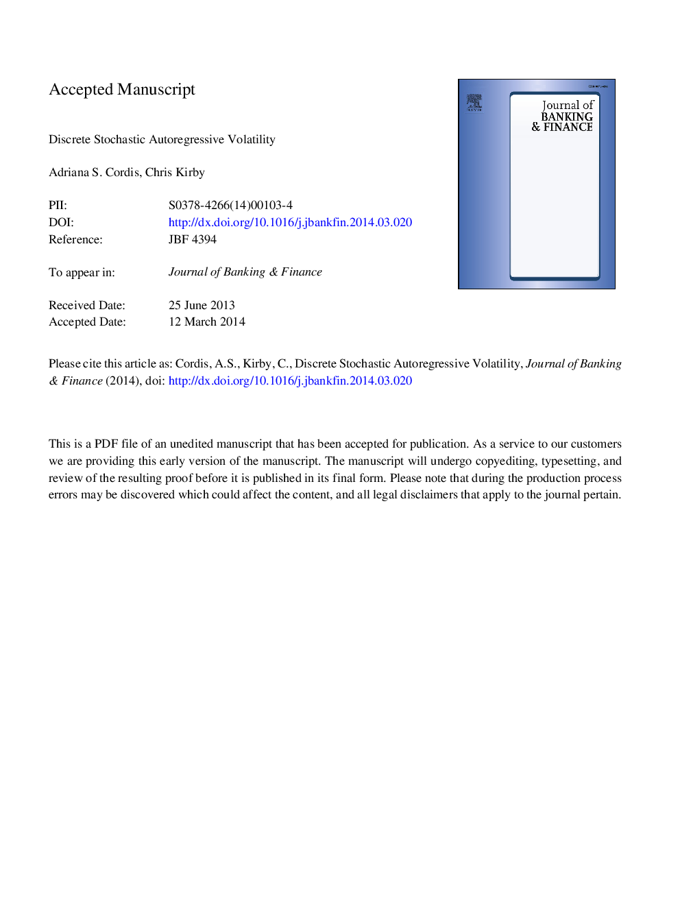 Discrete stochastic autoregressive volatility