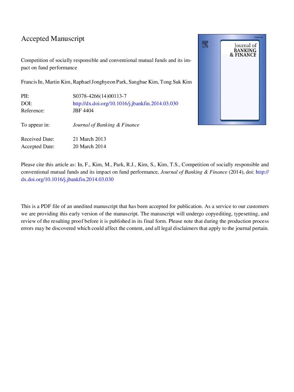 Competition of socially responsible and conventional mutual funds and its impact on fund performance