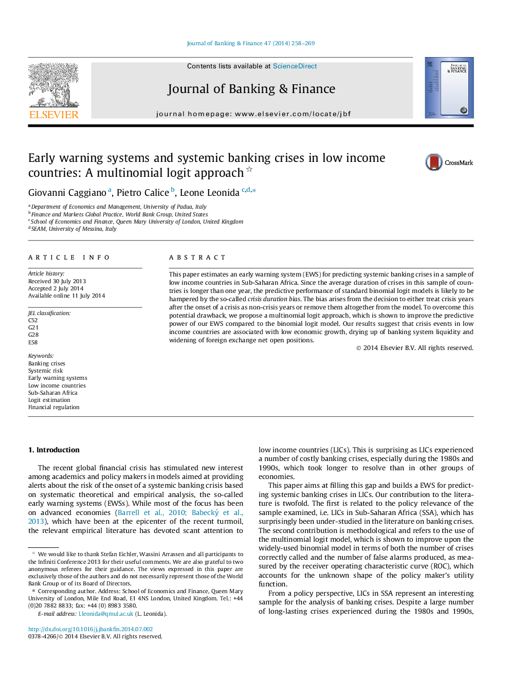 Early warning systems and systemic banking crises in low income countries: A multinomial logit approach