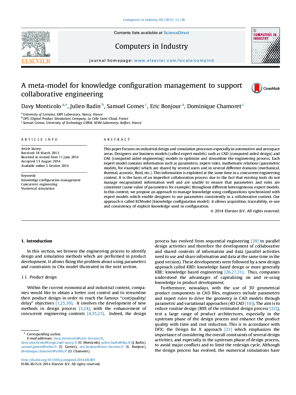 A meta-model for knowledge configuration management to support collaborative engineering