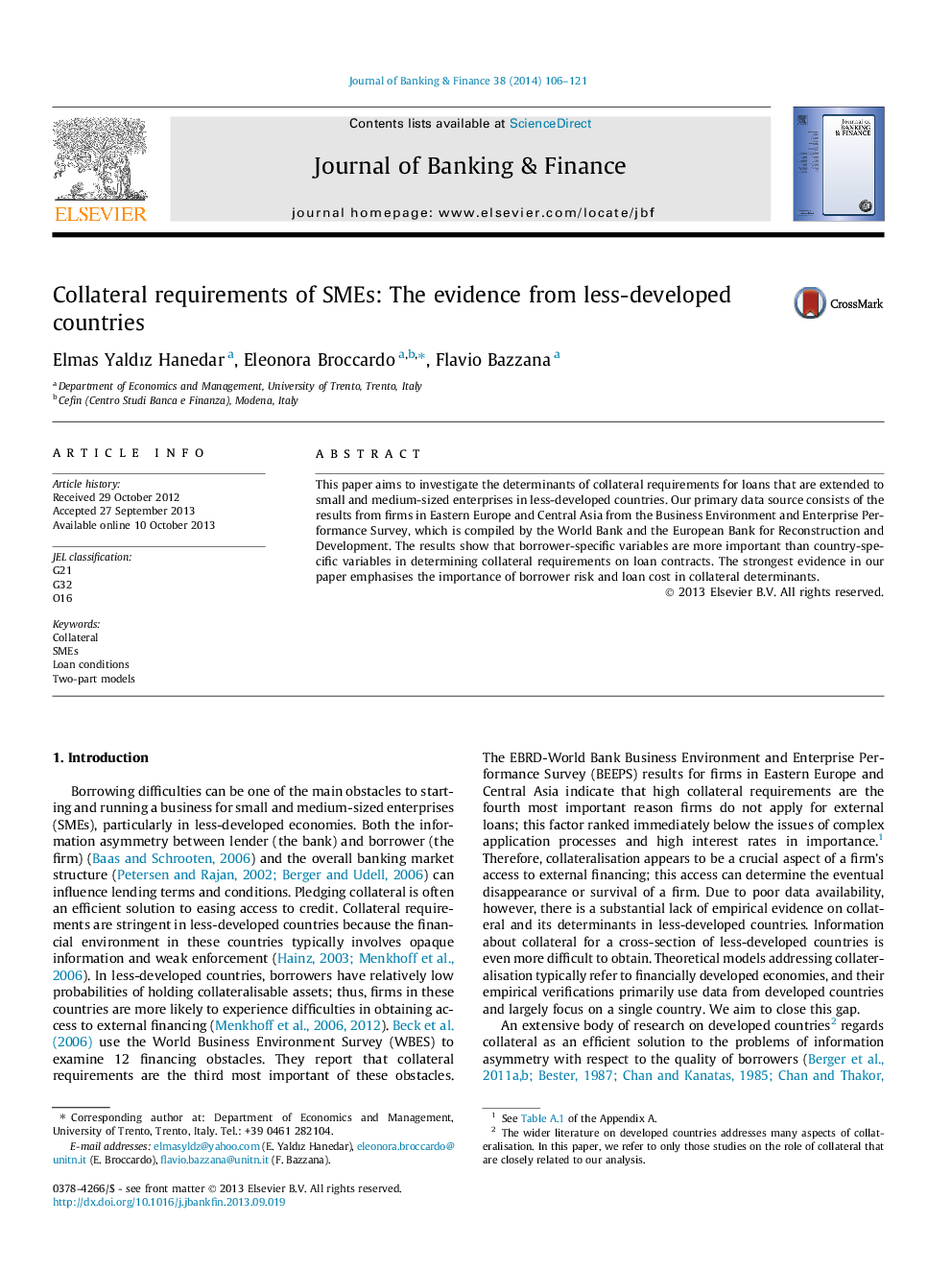 Collateral requirements of SMEs: The evidence from less-developed countries