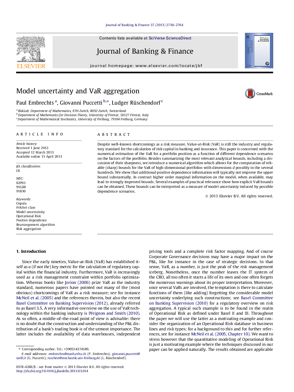 Model uncertainty and VaR aggregation