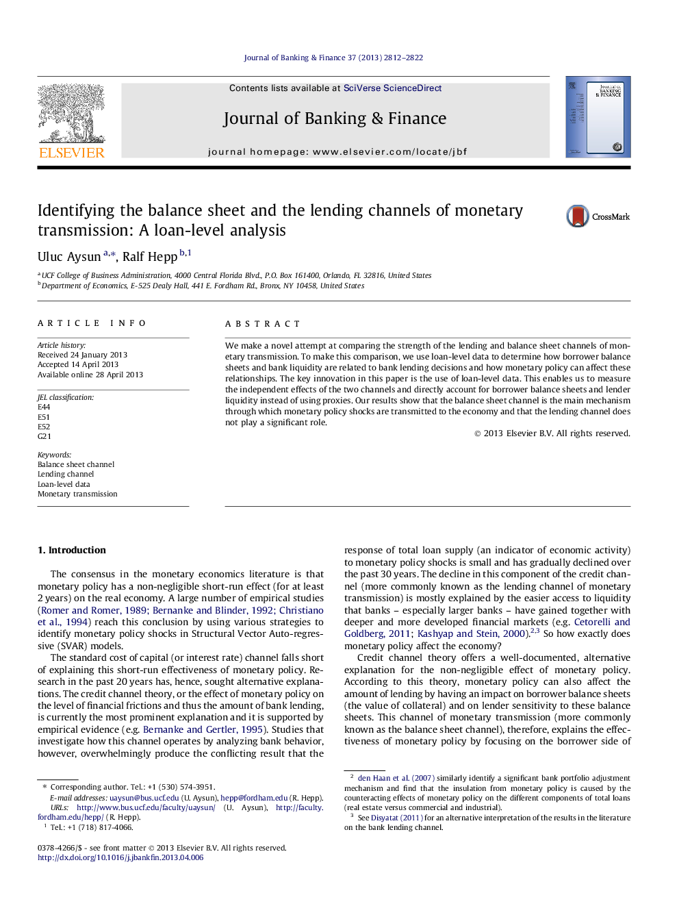 Identifying the balance sheet and the lending channels of monetary transmission: A loan-level analysis