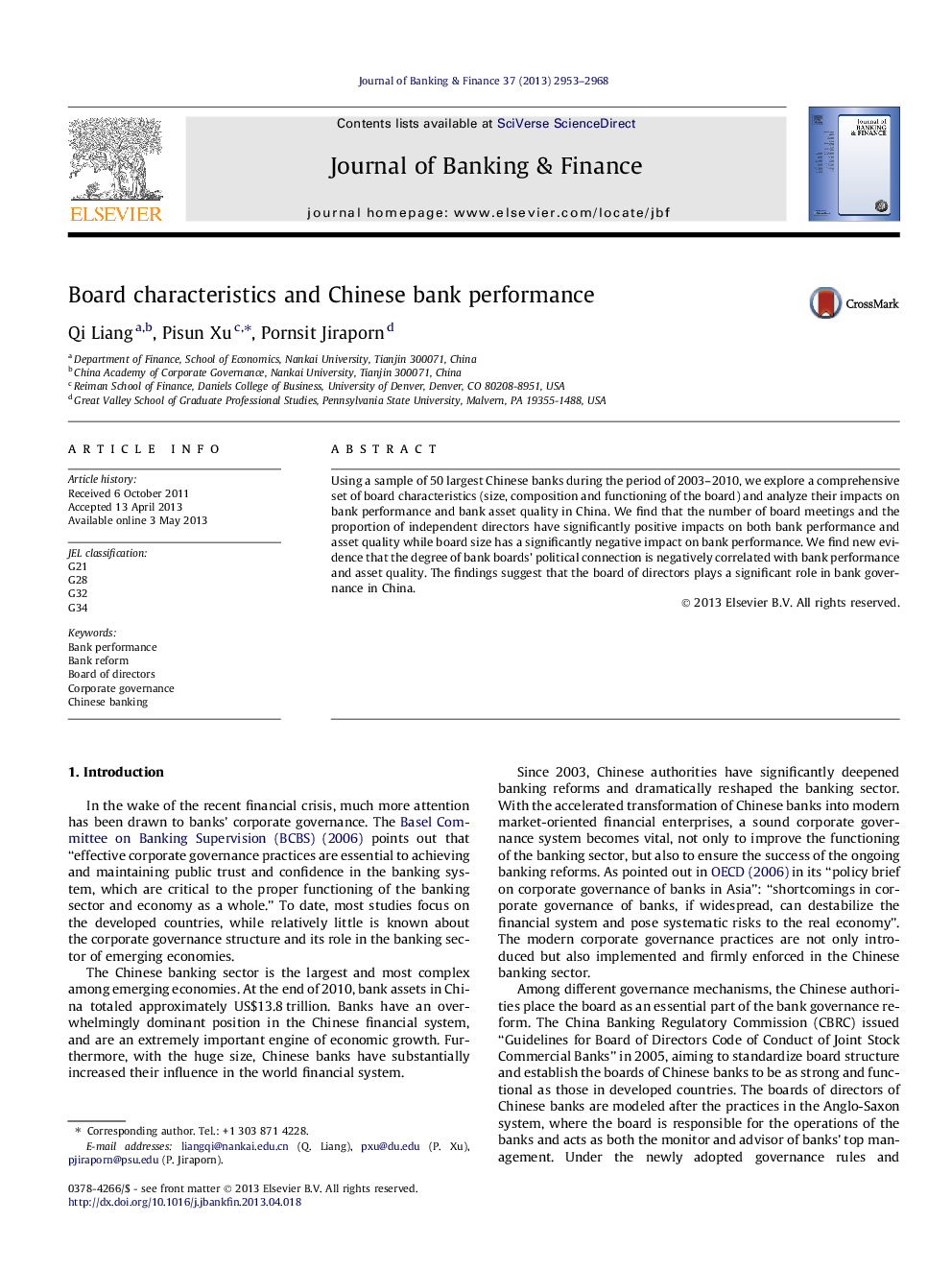 Board characteristics and Chinese bank performance