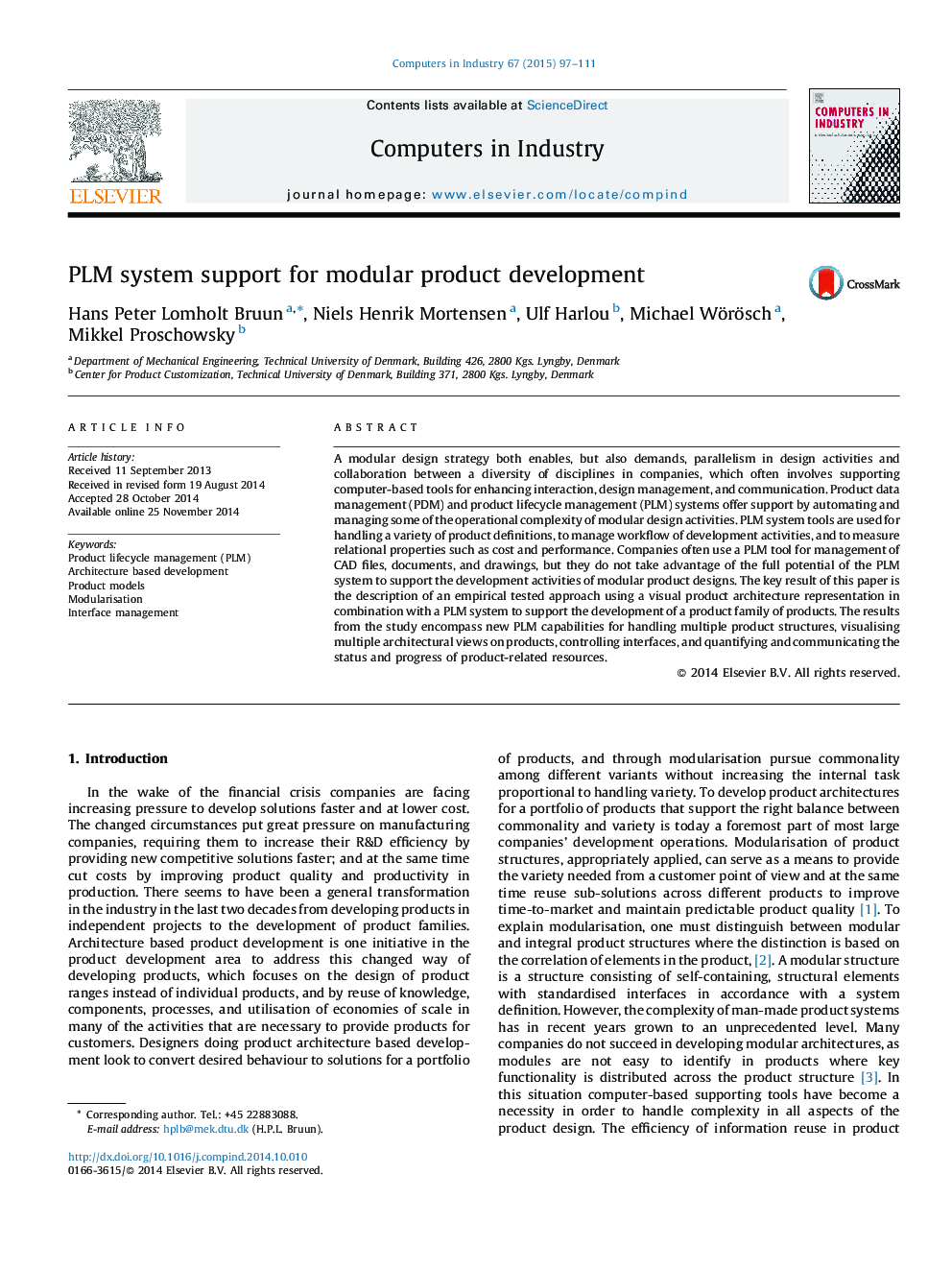 PLM system support for modular product development