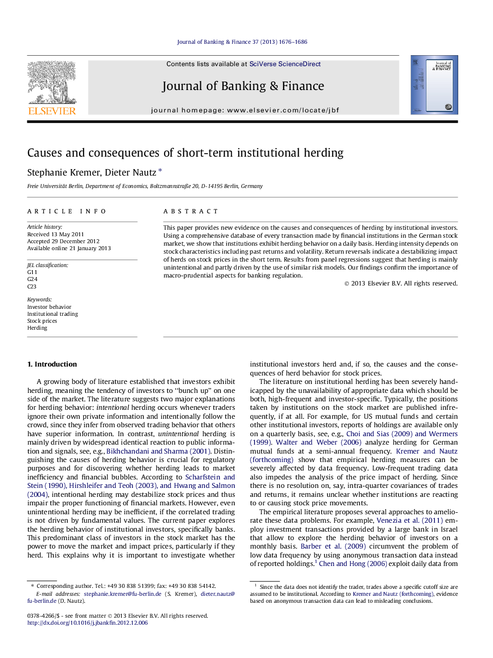 Causes and consequences of short-term institutional herding