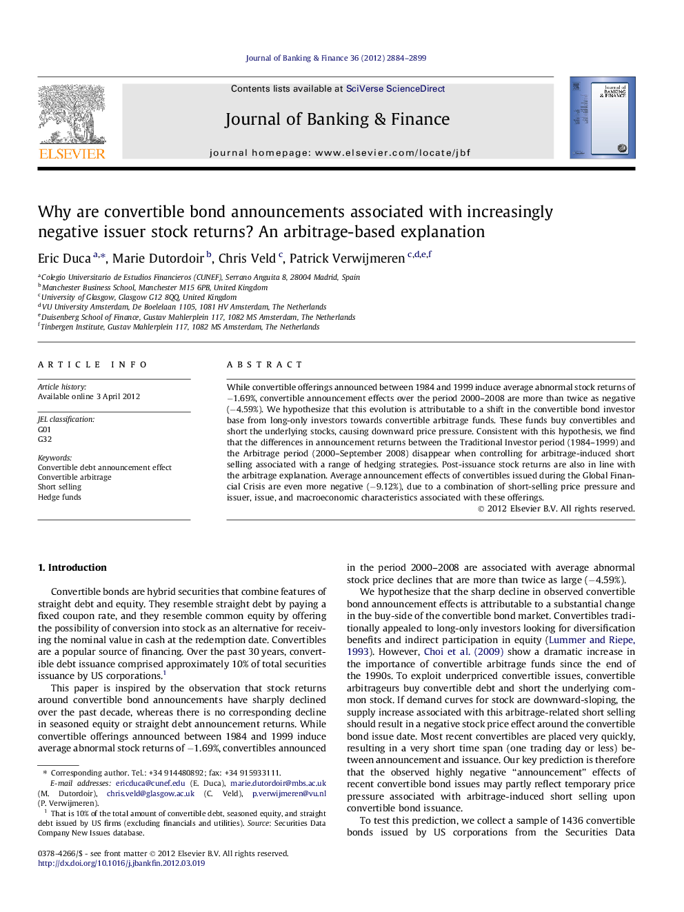 Why are convertible bond announcements associated with increasingly negative issuer stock returns? An arbitrage-based explanation