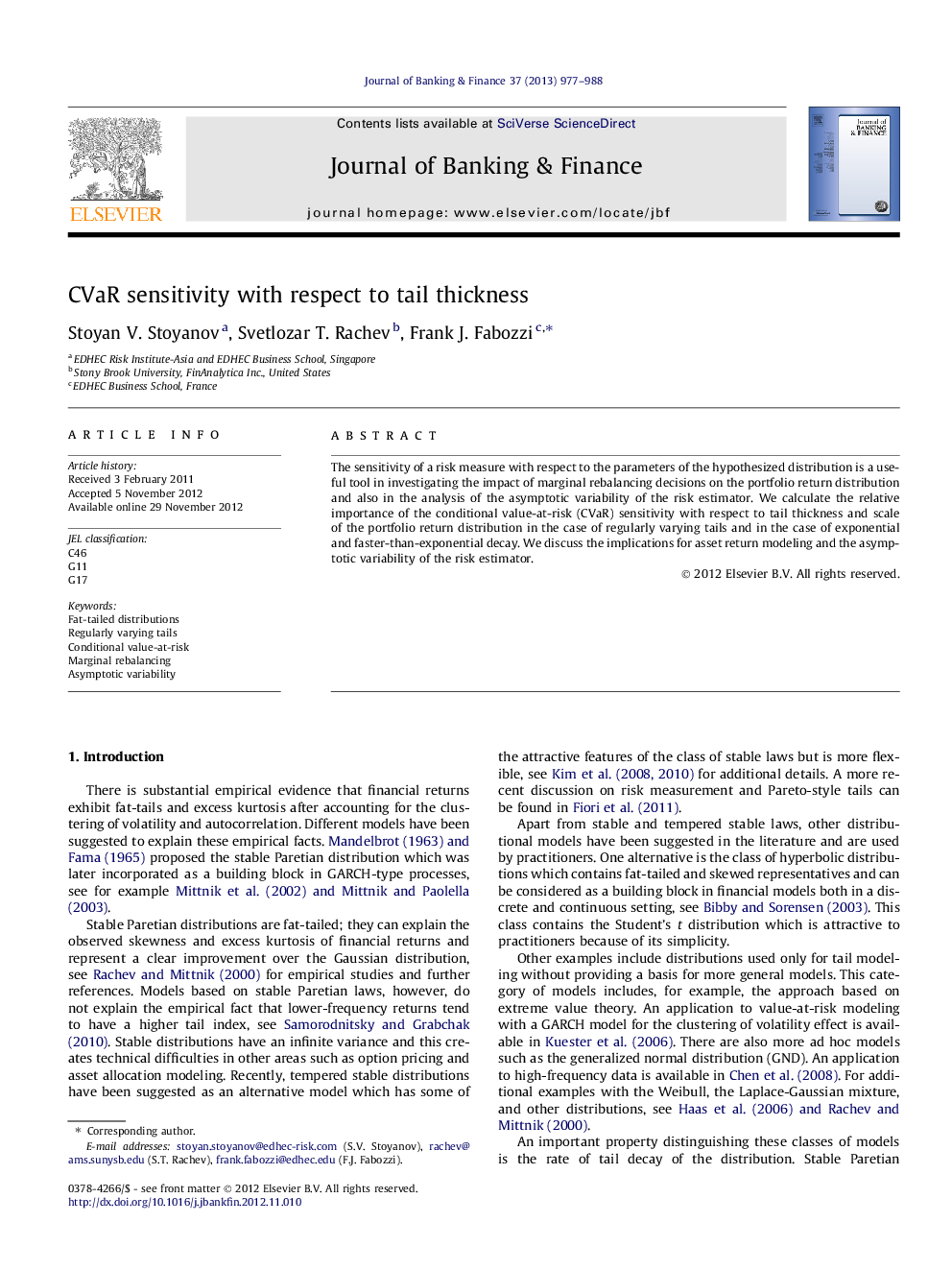 CVaR sensitivity with respect to tail thickness