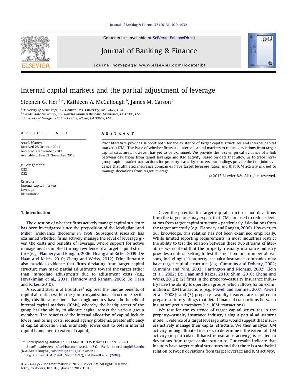 Internal capital markets and the partial adjustment of leverage