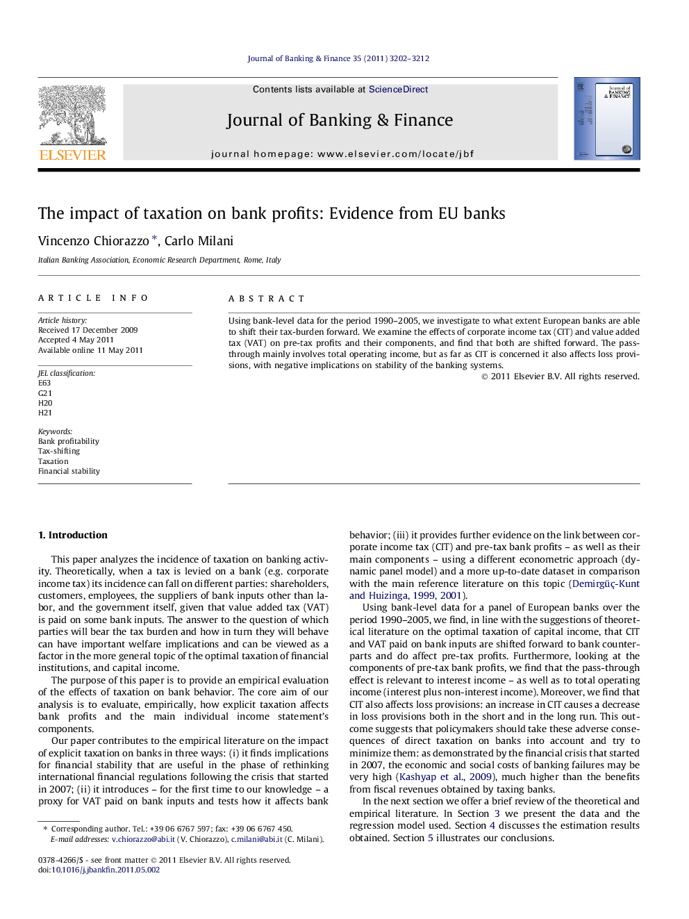 The impact of taxation on bank profits: Evidence from EU banks