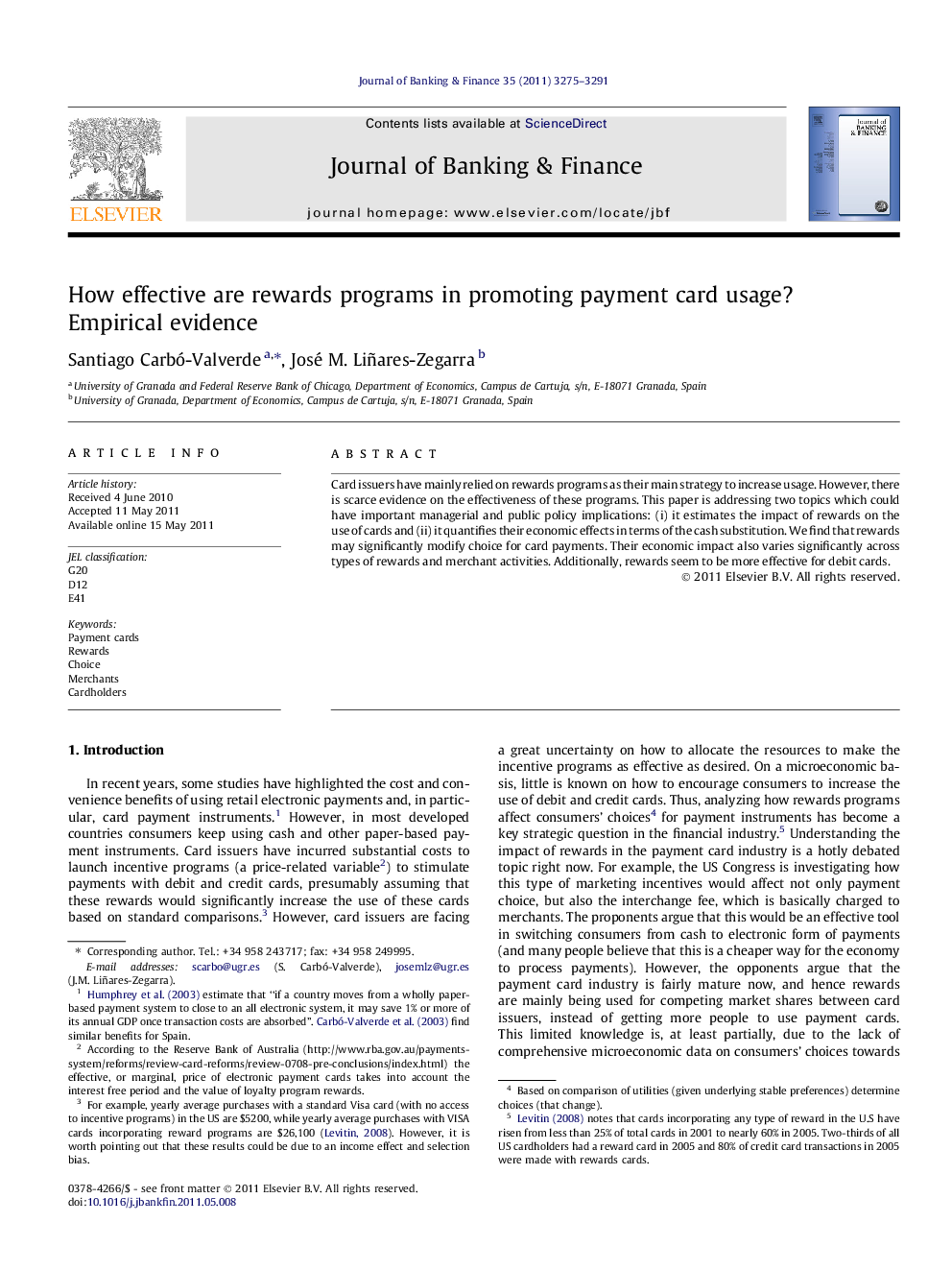 How effective are rewards programs in promoting payment card usage? Empirical evidence