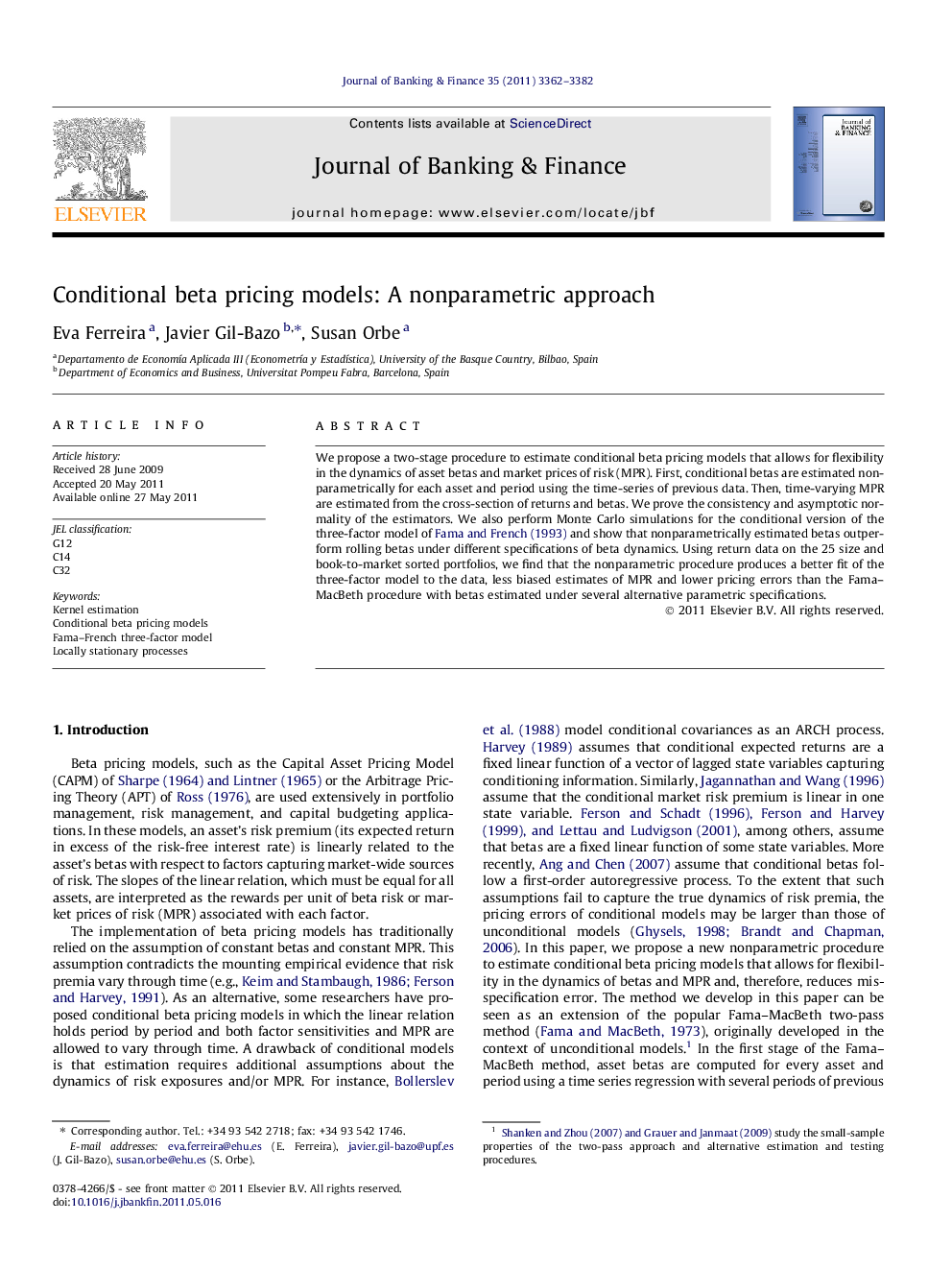 Conditional beta pricing models: A nonparametric approach