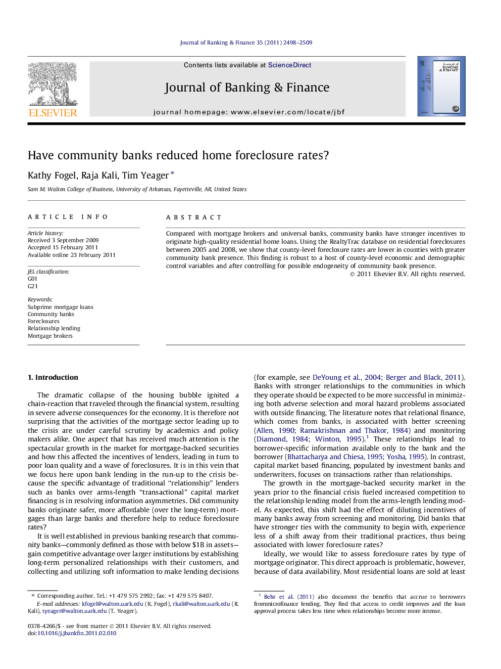 Have community banks reduced home foreclosure rates?