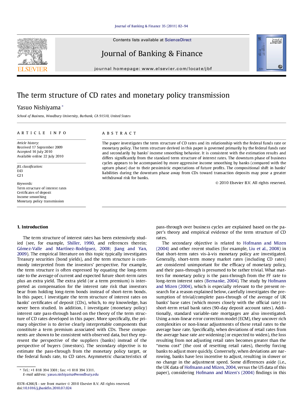 The term structure of CD rates and monetary policy transmission