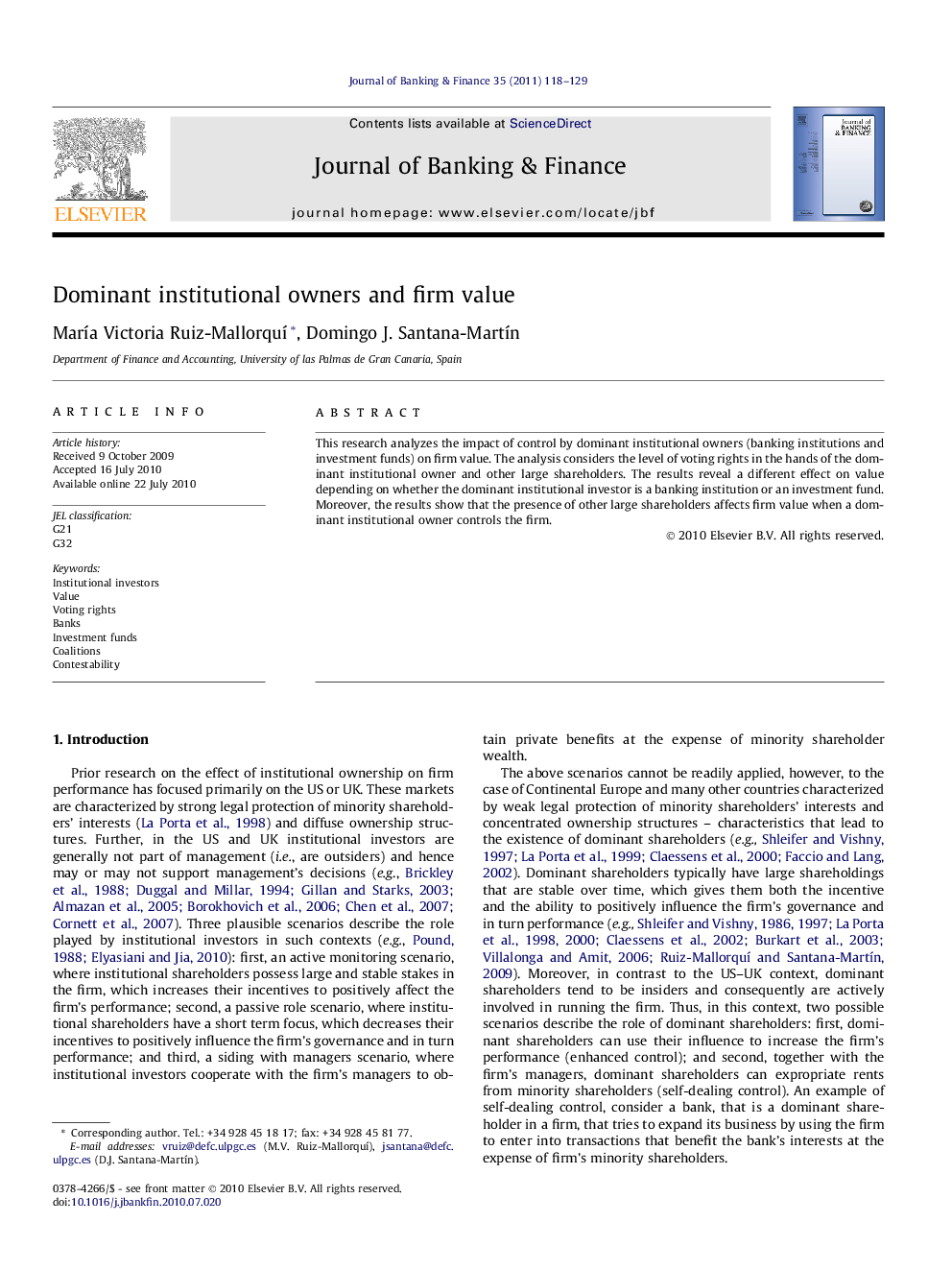 Dominant institutional owners and firm value