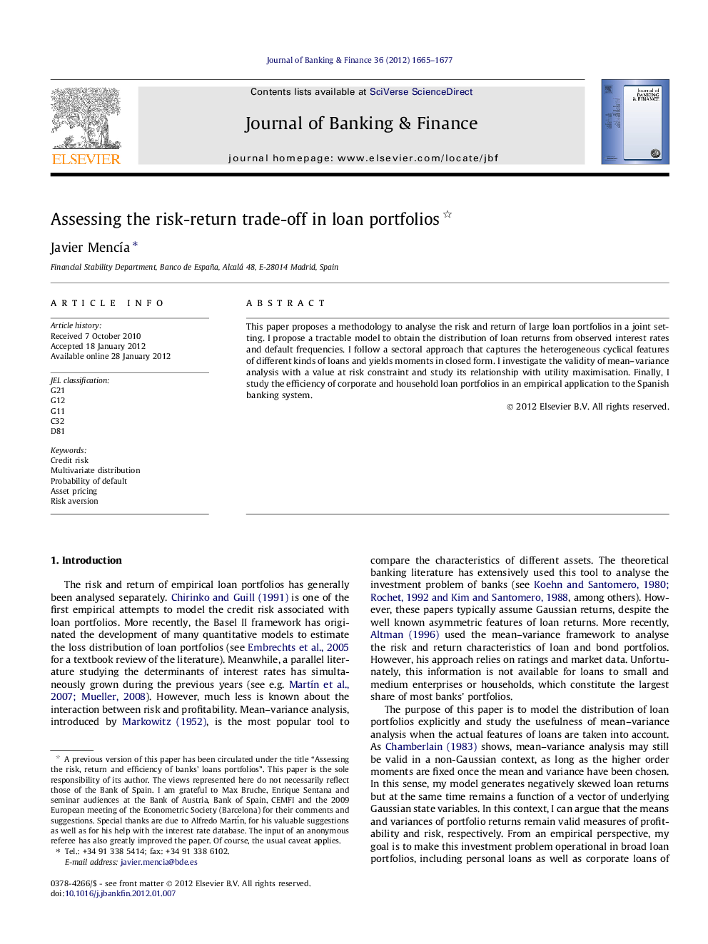 Assessing the risk-return trade-off in loan portfolios