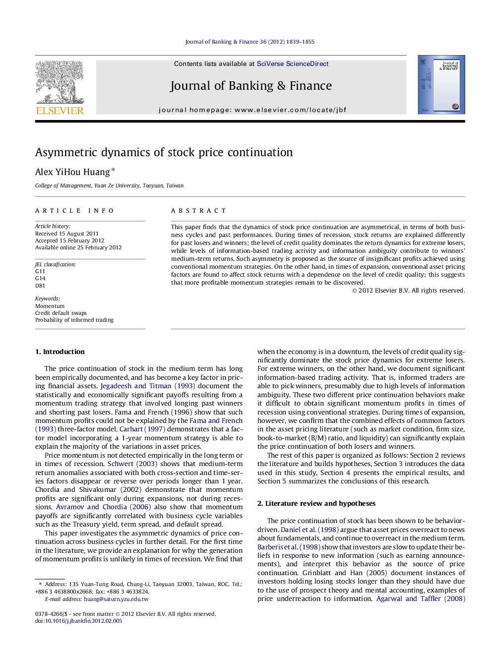 Asymmetric dynamics of stock price continuation