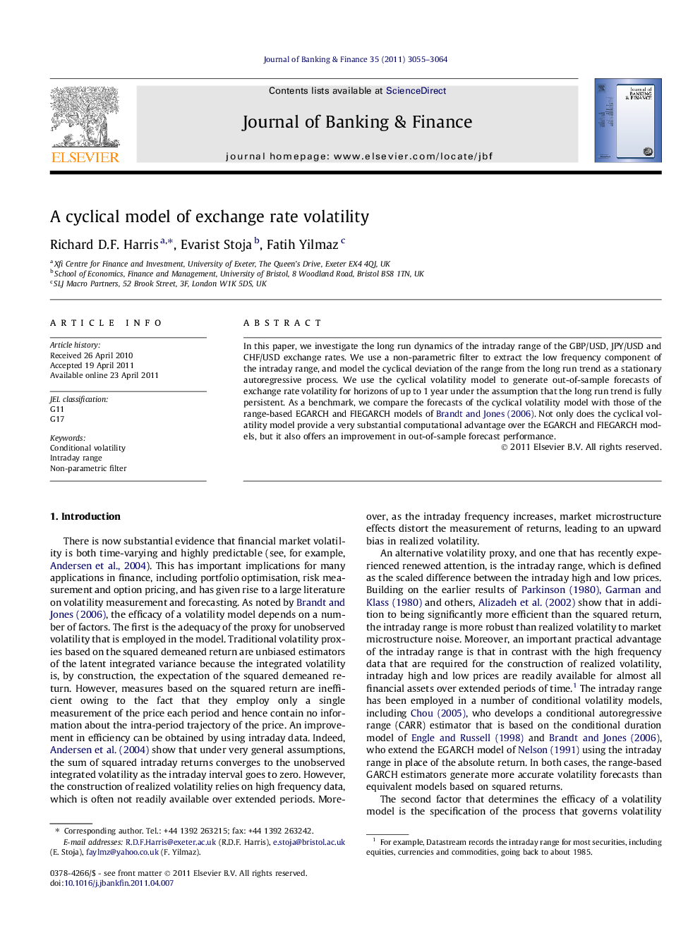 A cyclical model of exchange rate volatility