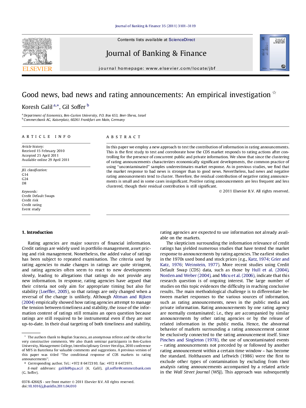 Good news, bad news and rating announcements: An empirical investigation