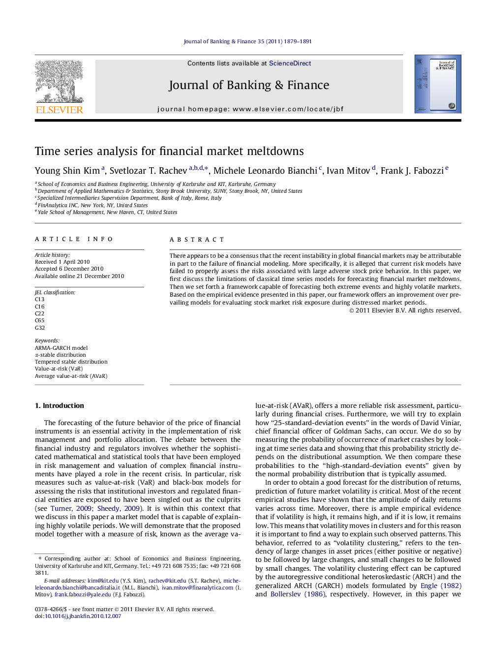 Time series analysis for financial market meltdowns