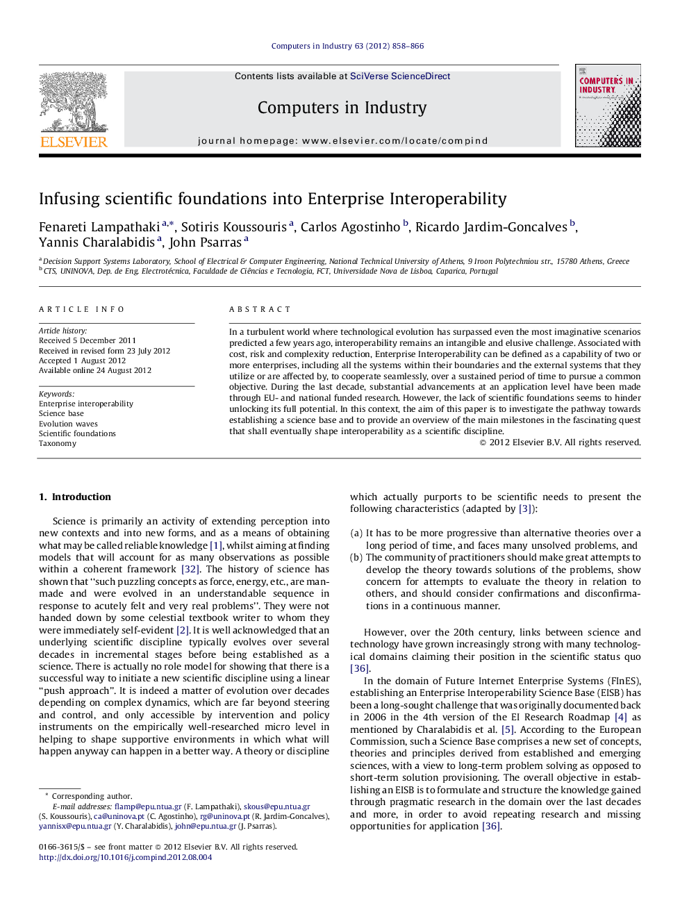 Infusing scientific foundations into Enterprise Interoperability