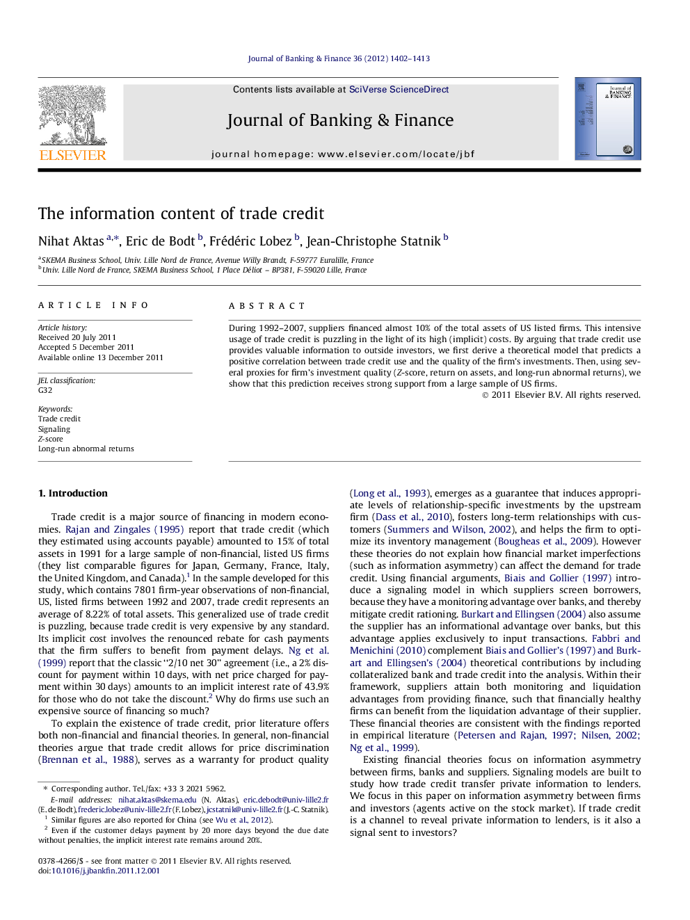 The information content of trade credit