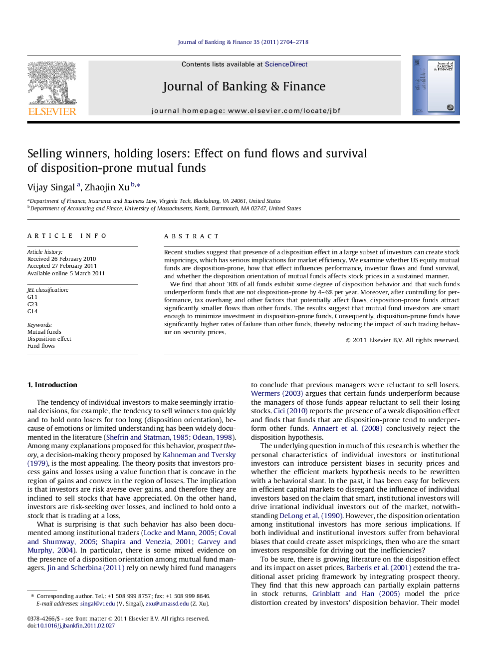 Selling winners, holding losers: Effect on fund flows and survival of disposition-prone mutual funds