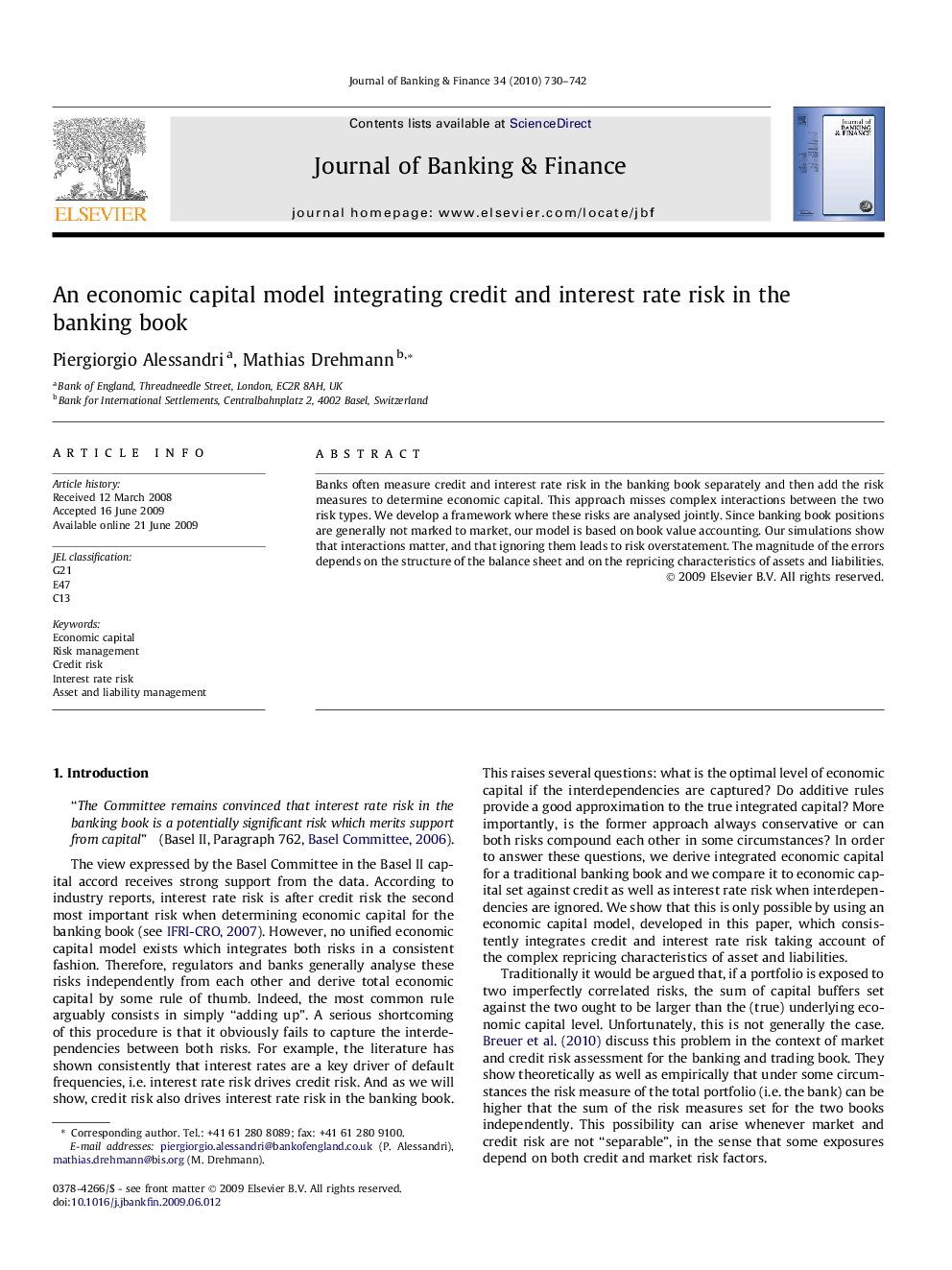 An economic capital model integrating credit and interest rate risk in the banking book