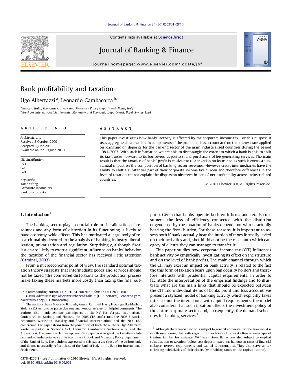 Bank profitability and taxation