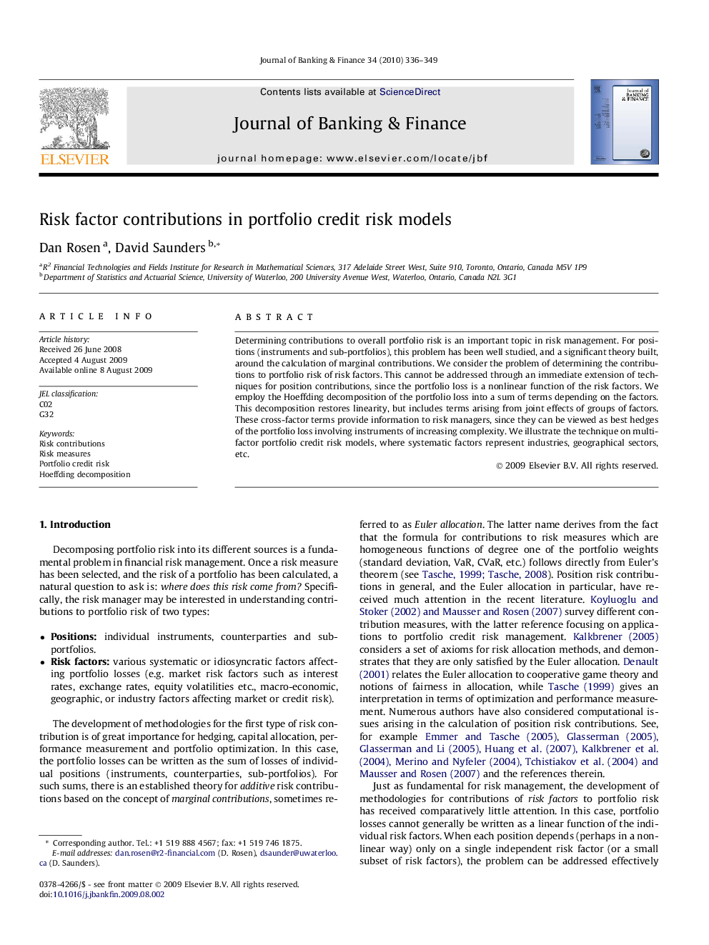 Risk factor contributions in portfolio credit risk models