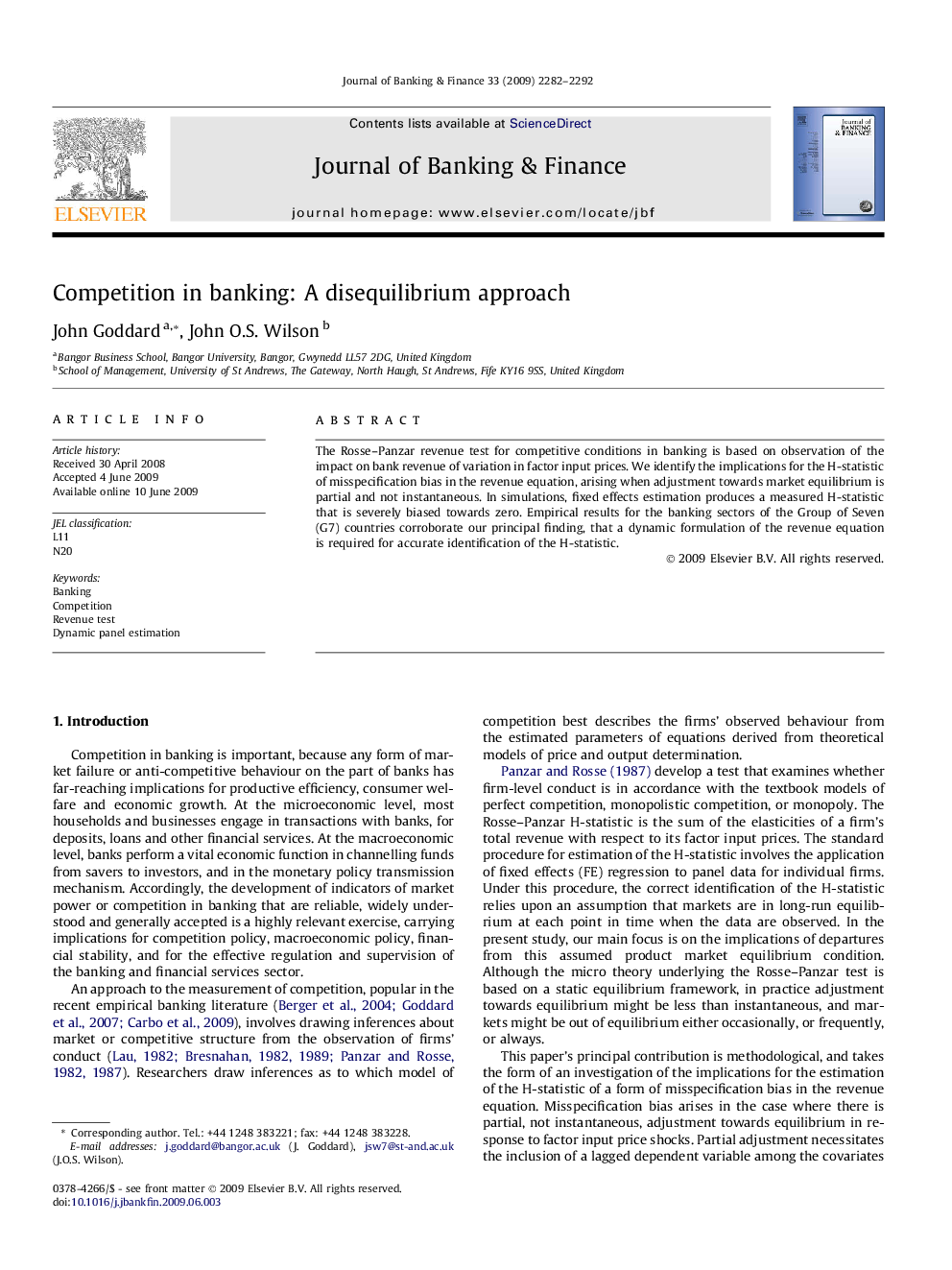 Competition in banking: A disequilibrium approach