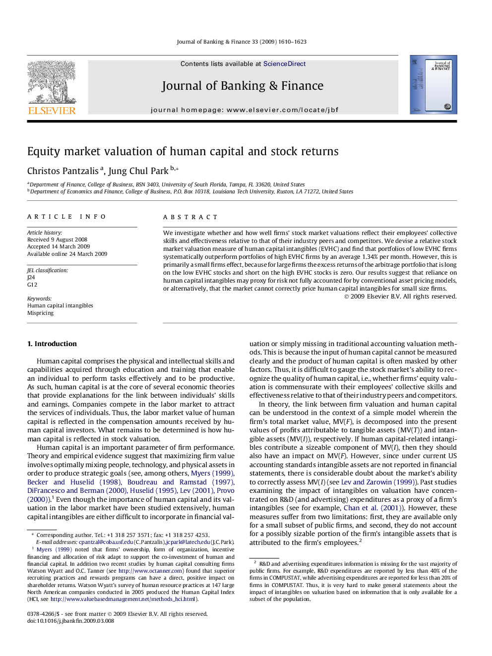 Equity market valuation of human capital and stock returns