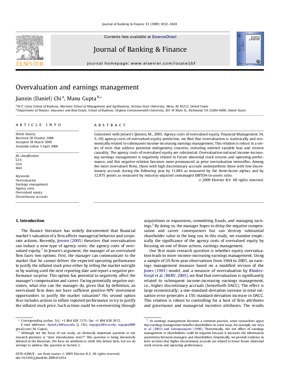 Overvaluation and earnings management