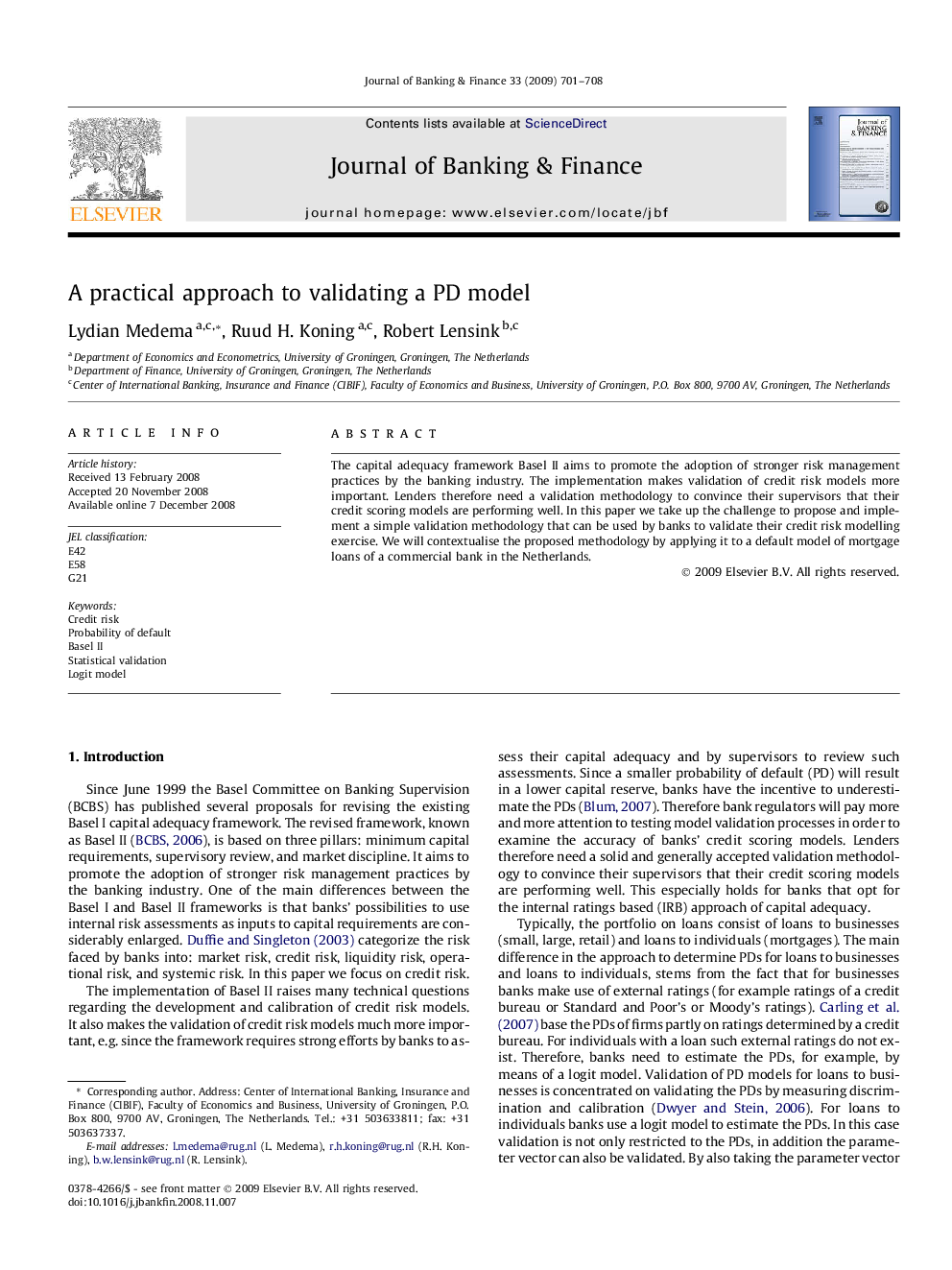 A practical approach to validating a PD model