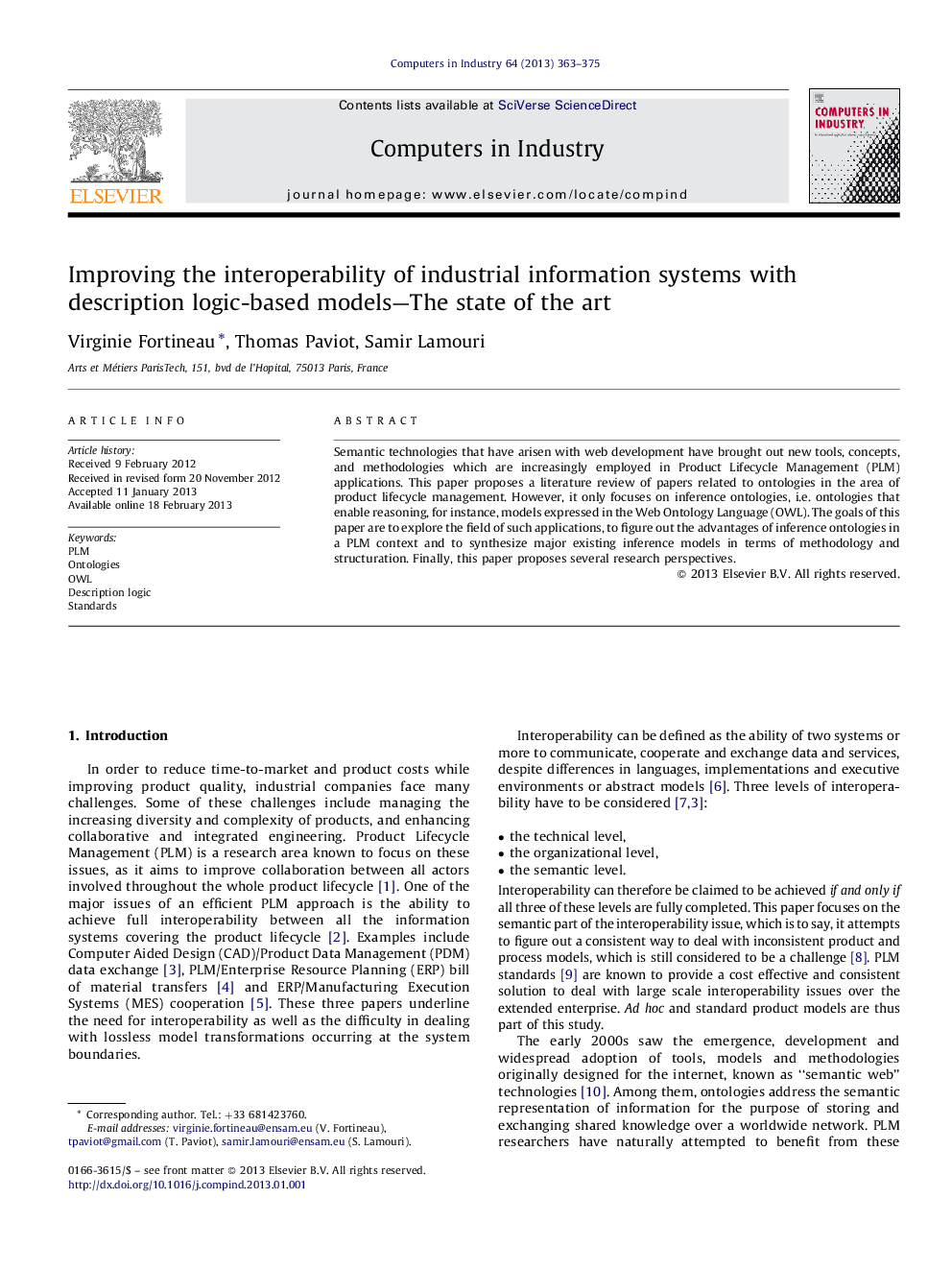 Improving the interoperability of industrial information systems with description logic-based models—The state of the art