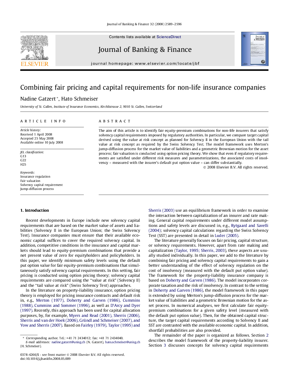 Combining fair pricing and capital requirements for non-life insurance companies