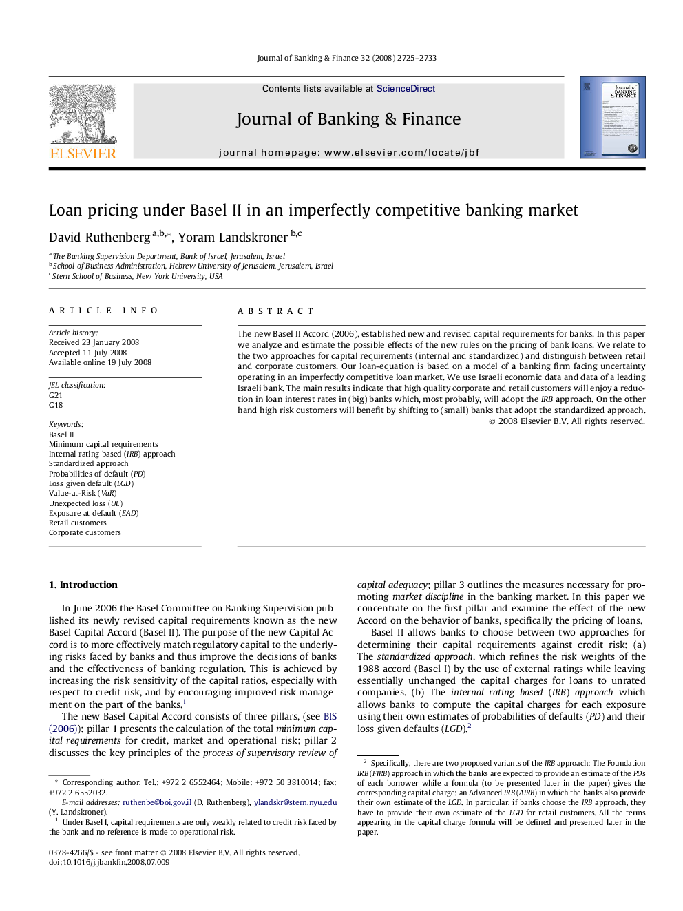 Loan pricing under Basel II in an imperfectly competitive banking market