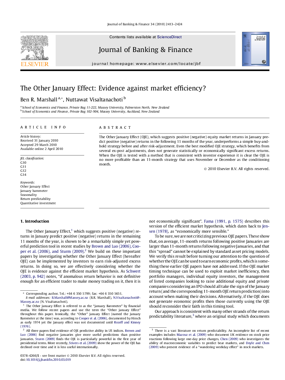The Other January Effect: Evidence against market efficiency?