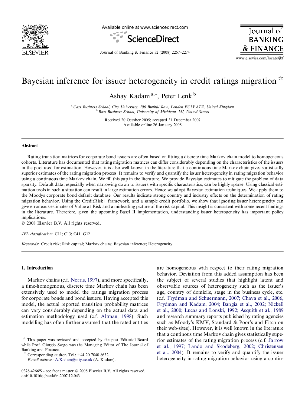Bayesian inference for issuer heterogeneity in credit ratings migration