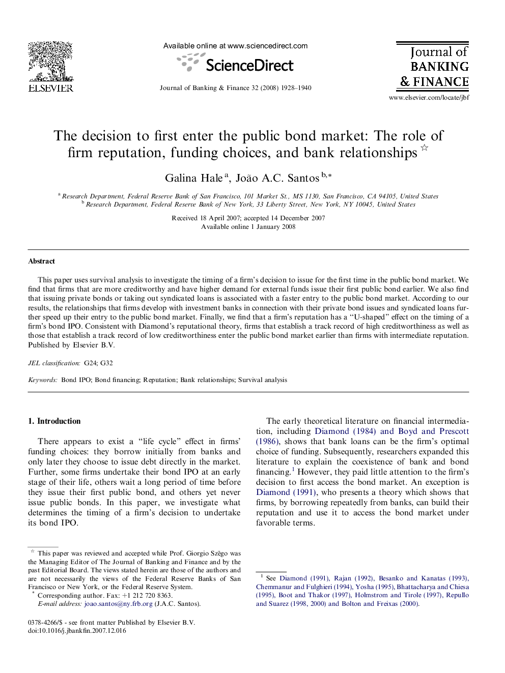 The decision to first enter the public bond market: The role of firm reputation, funding choices, and bank relationships