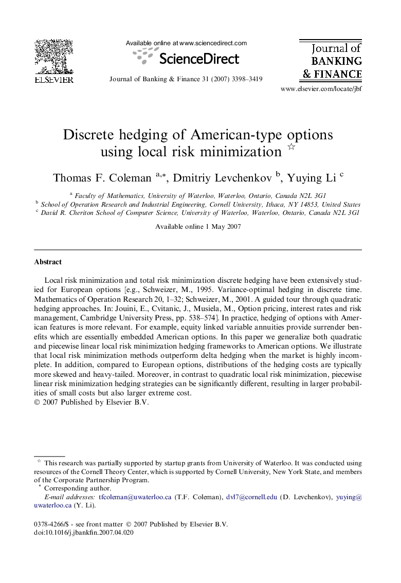 Discrete hedging of American-type options using local risk minimization