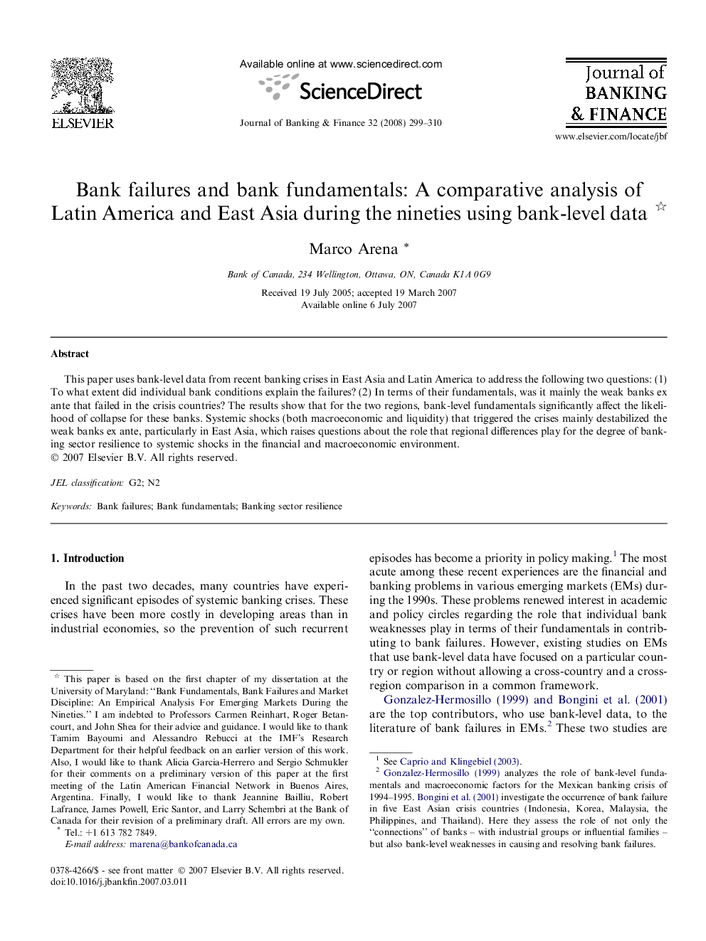 Bank failures and bank fundamentals: A comparative analysis of Latin America and East Asia during the nineties using bank-level data