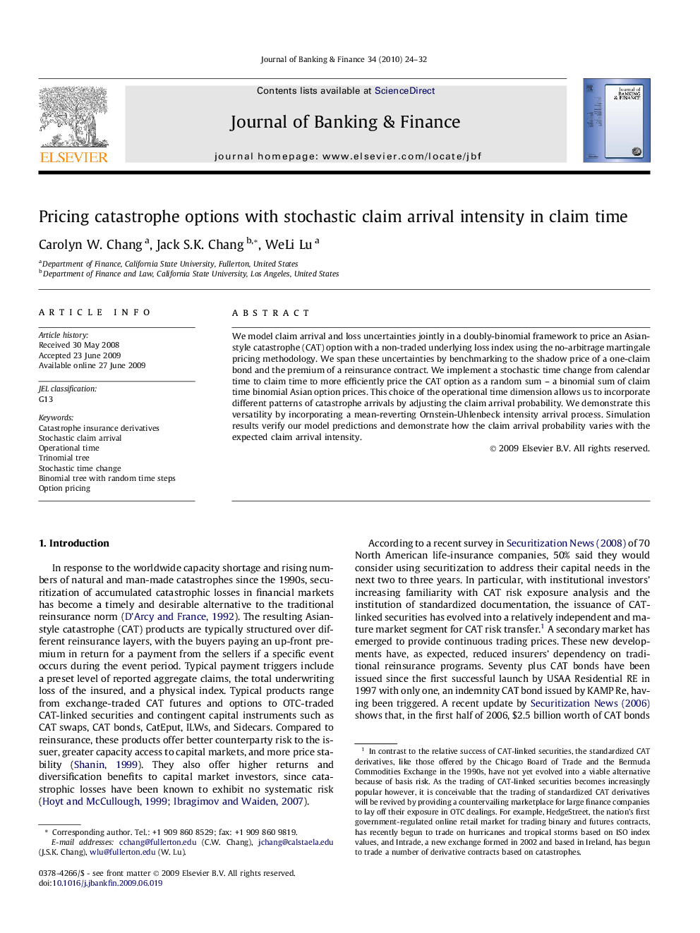 Pricing catastrophe options with stochastic claim arrival intensity in claim time