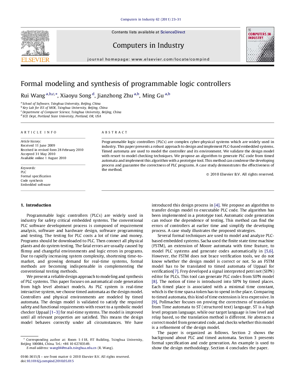 Formal modeling and synthesis of programmable logic controllers