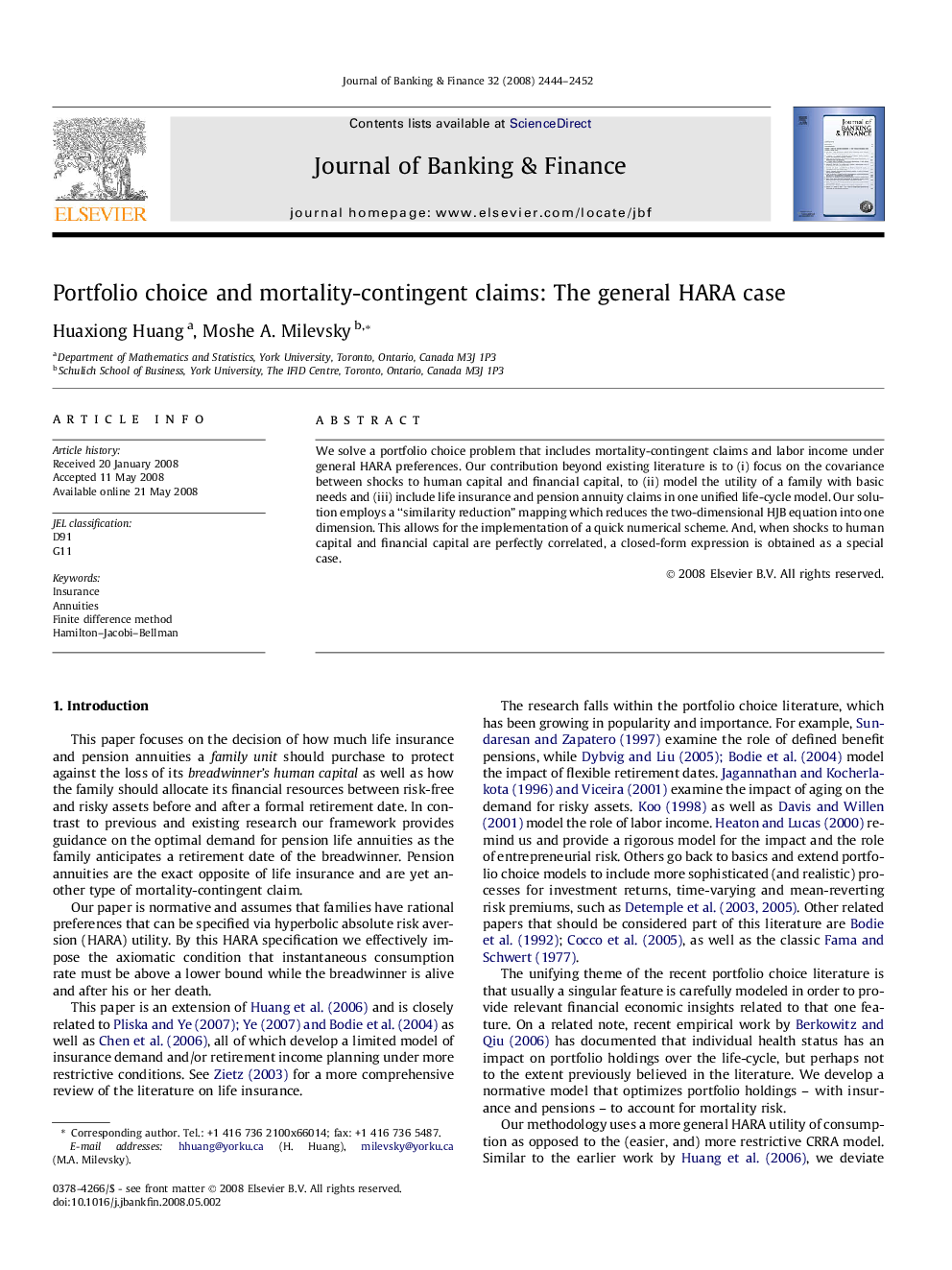 Portfolio choice and mortality-contingent claims: The general HARA case