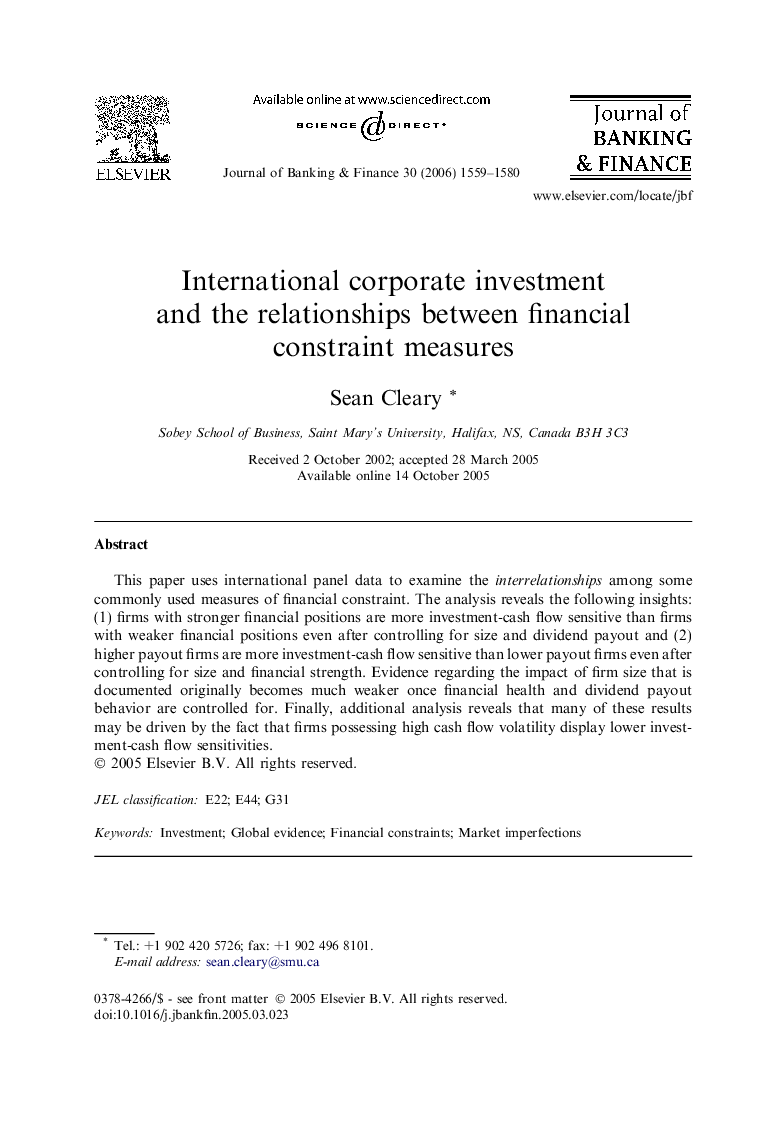 International corporate investment and the relationships between financial constraint measures