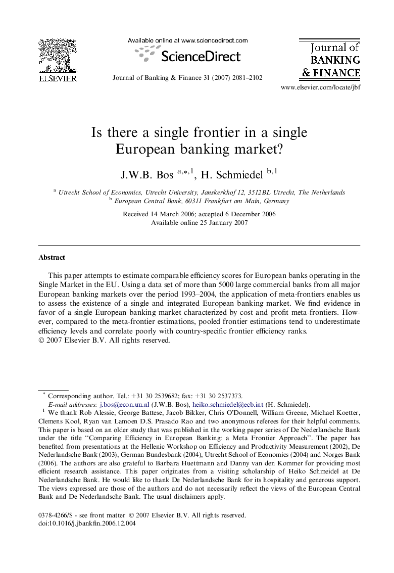 Is there a single frontier in a single European banking market?