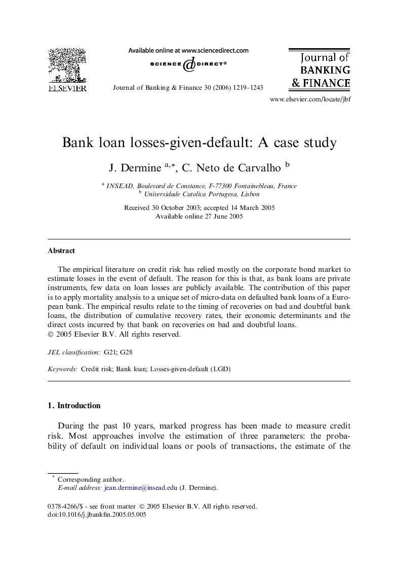 Bank loan losses-given-default: A case study