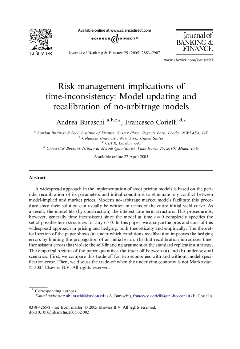 Risk management implications of time-inconsistency: Model updating and recalibration of no-arbitrage models